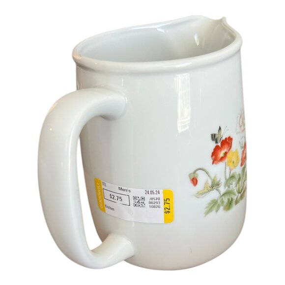 Vintage White Porcelain Floral Creamer Pitcher With Handle & Spout - Picture 4 of 8